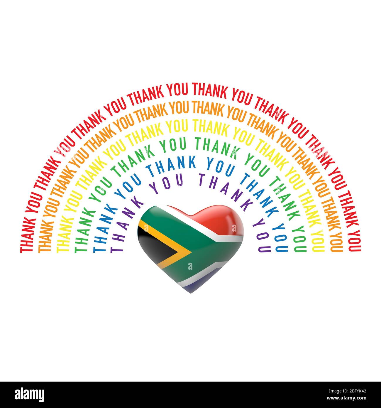 Gracias Arco Iris Con Coraz n De Bandera De Sud frica Renderizado 3D 