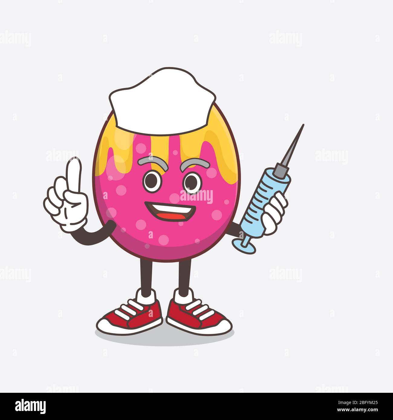 Una ilustración del personaje de la mascota de Easter Egg como enfermera  con jeringa médica Fotografía de stock - Alamy