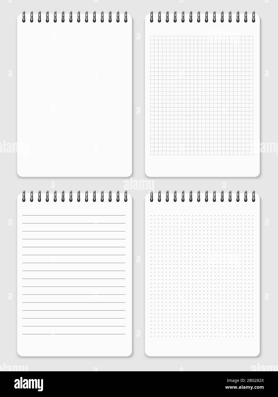 Colección de páginas de cuadernos realista: Cuaderno con rayas y puntos.  Cuaderno de páginas en papel para ver el vector de ilustración de notas  Imagen Vector de stock - Alamy