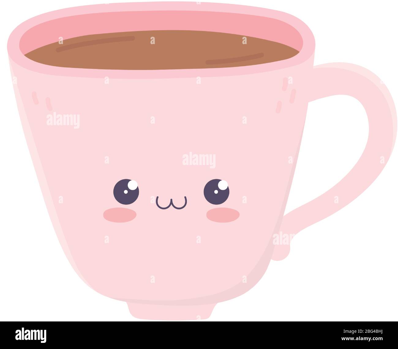 taza de café kawaii lindo dibujo animado icono aislado sobre fondo blanco  ilustración vectorial Imagen Vector de stock - Alamy