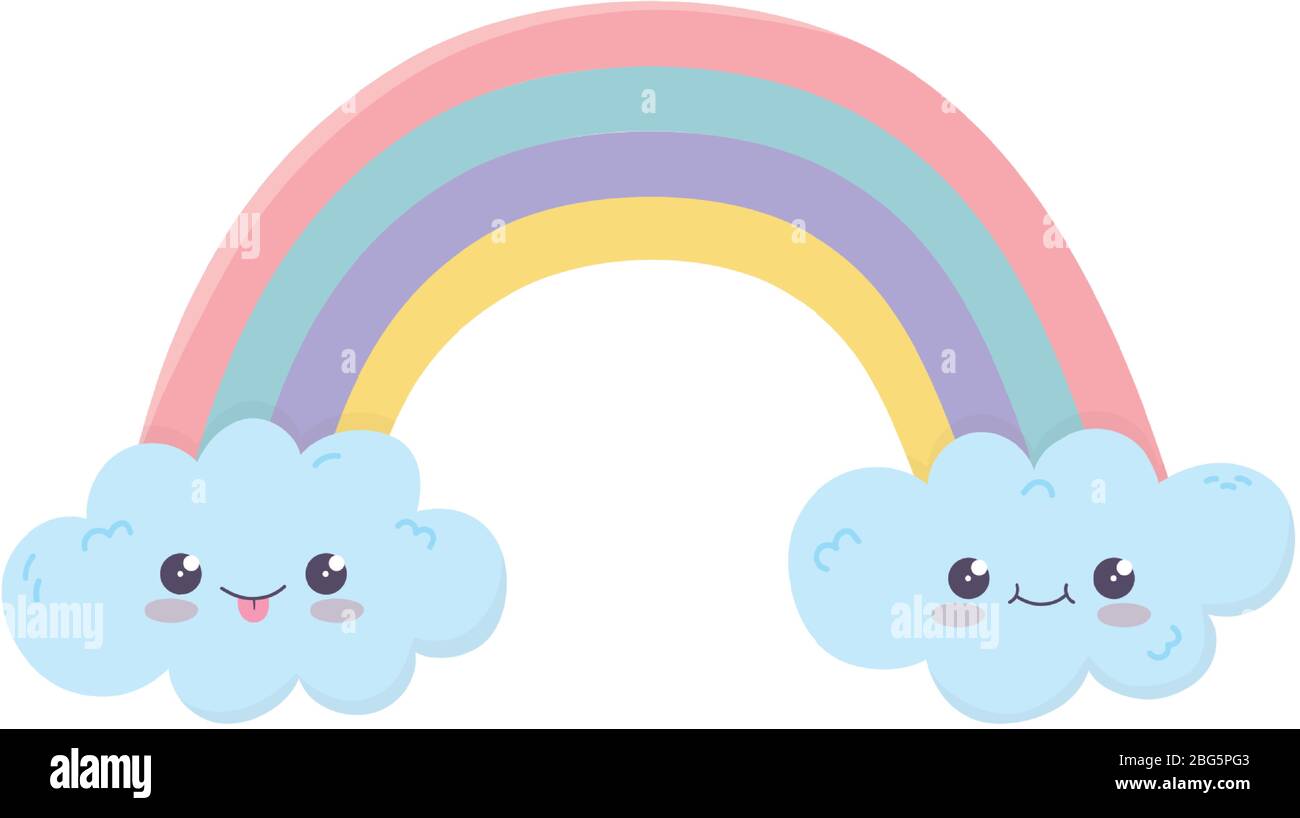 kawaii arcoiris nubes lindo dibujo animado icono aislado sobre fondo blanco  vector ilustración Imagen Vector de stock - Alamy