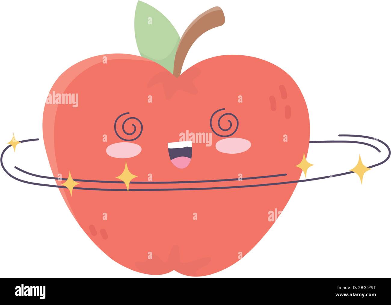 kawaii lindo loco manzana fruta dibujos animados icono aislado en blanco  fondo vector ilustración Imagen Vector de stock - Alamy