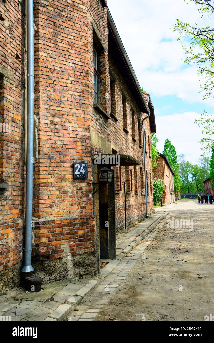 Bloque 24 Auschwitz Birkenau campo de concentración Oświęcim Museo del Sur de Polonia Europa UE UNESCO Foto de stock