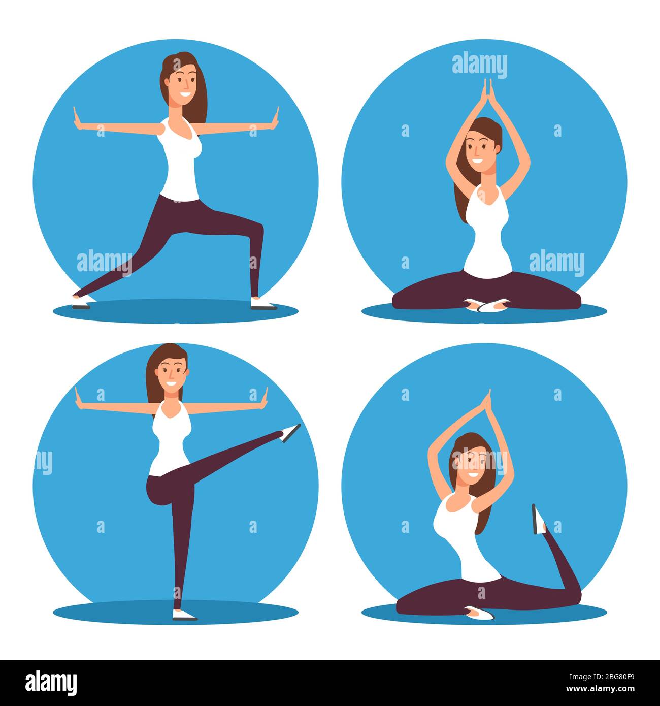 conjunto de mujer joven haciendo ejercicios de yoga y fitness