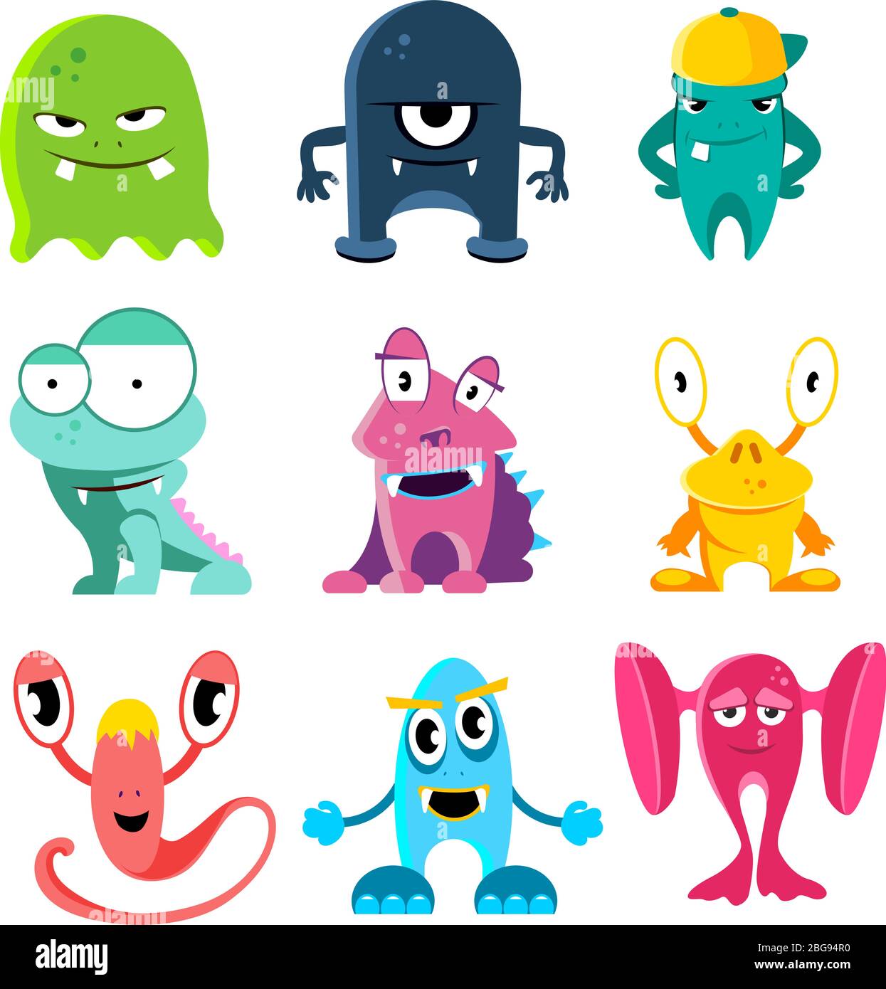 Monstruos de dibujos animados lindos, ilustración vectorial de personajes  divertidos Imagen Vector de stock - Alamy