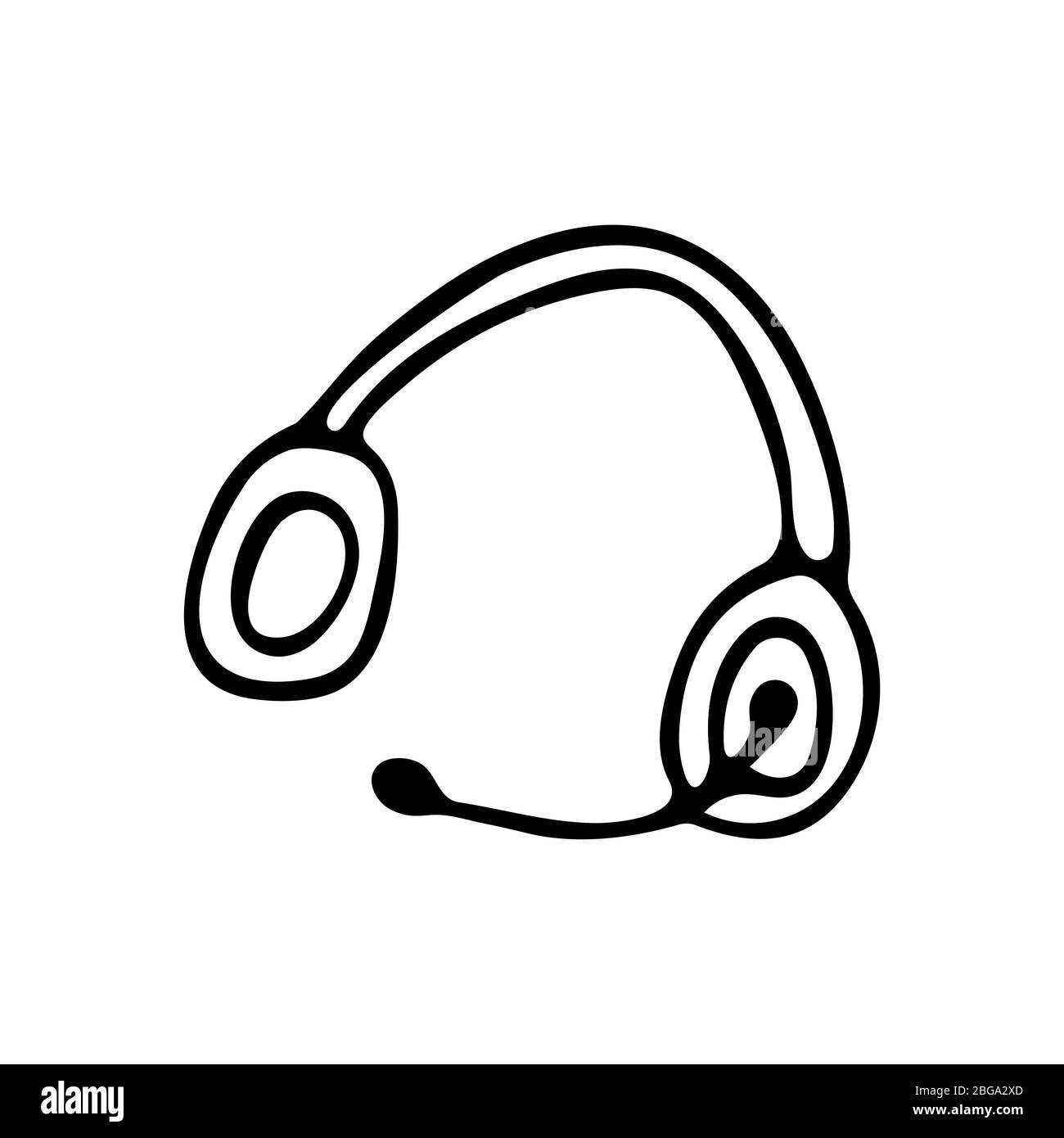 Auriculares con micrófono. Ilustración en blanco y negro en estilo de  fideos. Un solo dispositivo. Vector de asesor de centro de llamadas Imagen  Vector de stock - Alamy