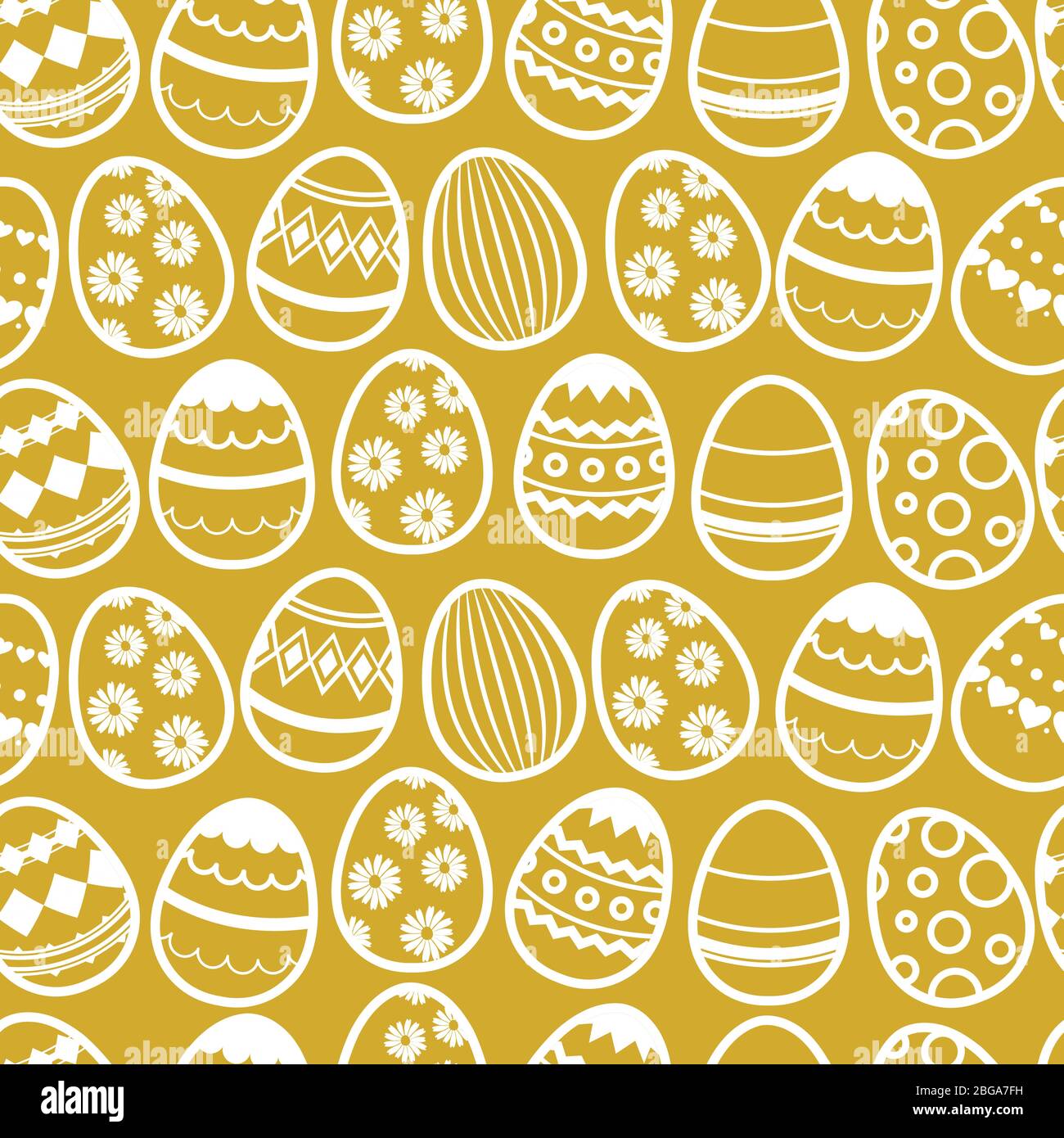 Feliz pascua repetición vector de fondo. Papel pintado sin costuras con huevos. Patrón de Pascua sin costuras con ilustración de huevos de línea Ilustración del Vector