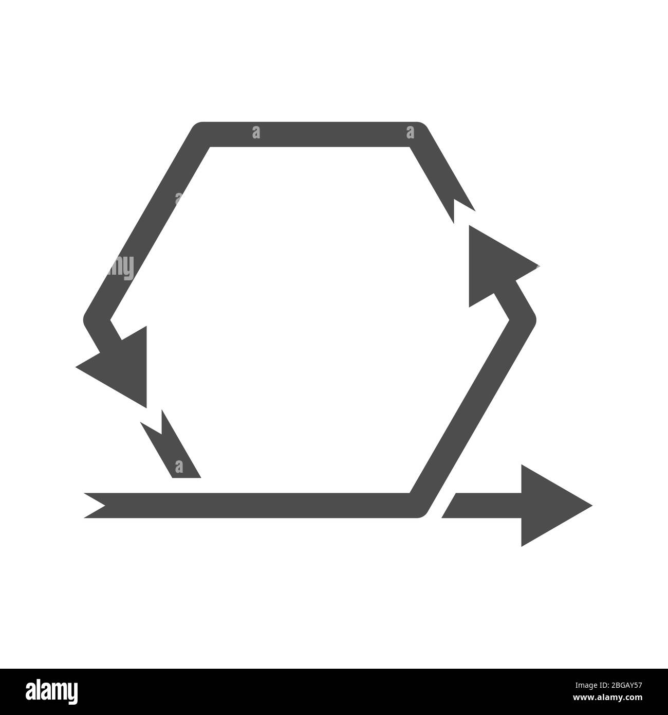 Icono de flecha vectorial, movimiento a lo largo del perímetro del hexágono.  Diseño sencillo de stock aislado sobre fondo blanco Imagen Vector de stock  - Alamy
