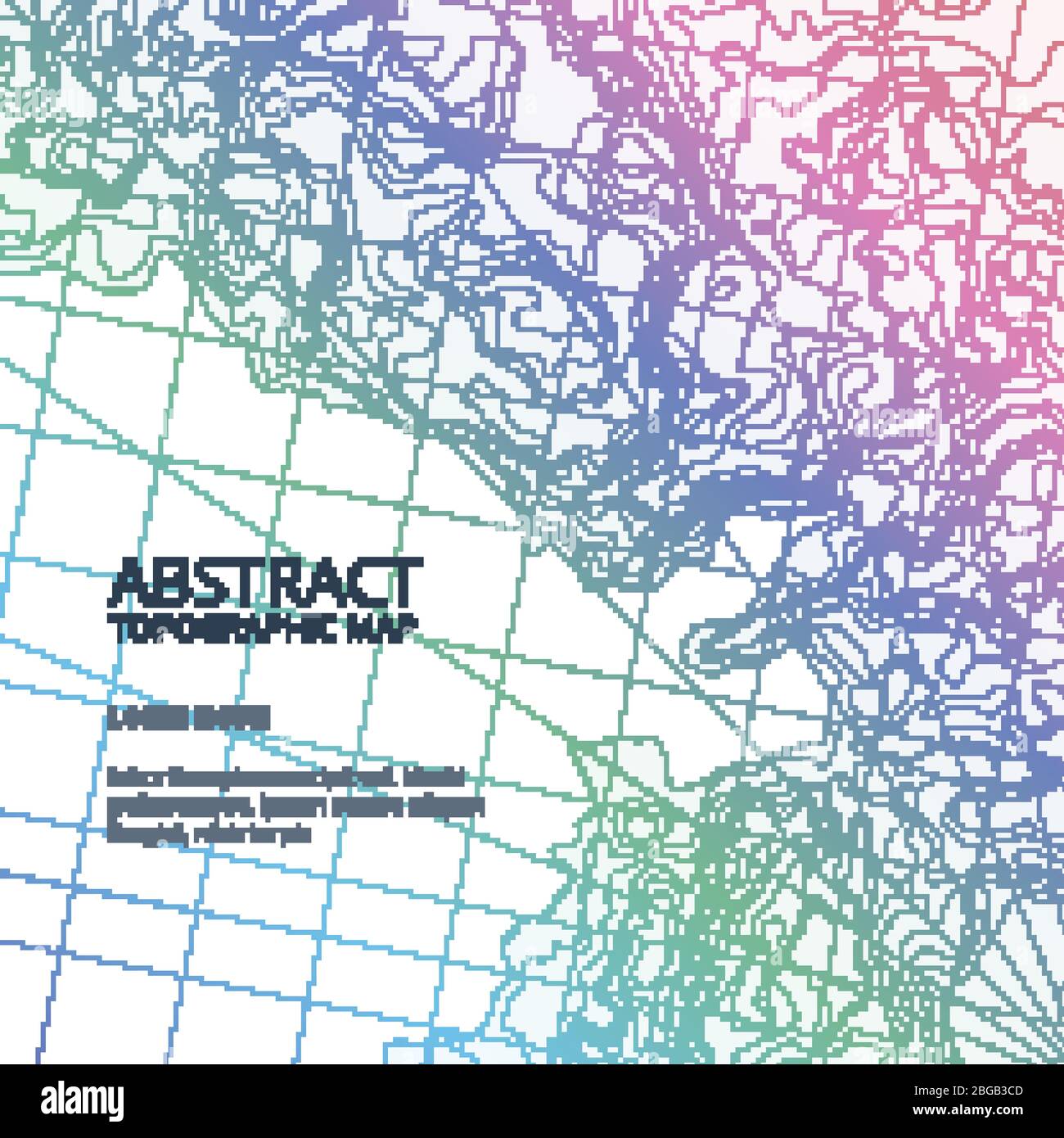 Diseño de póster vectorial a partir de un mapa topográfico de contorno de líneas. Colinas abstractas y diferentes elementos de navegación Ilustración del Vector