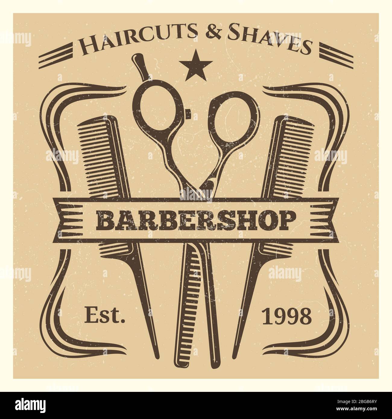 Diseño retro vintage de la Marca de la barbería sobre fondo de la gruñida.  Ilustración vectorial Imagen Vector de stock - Alamy