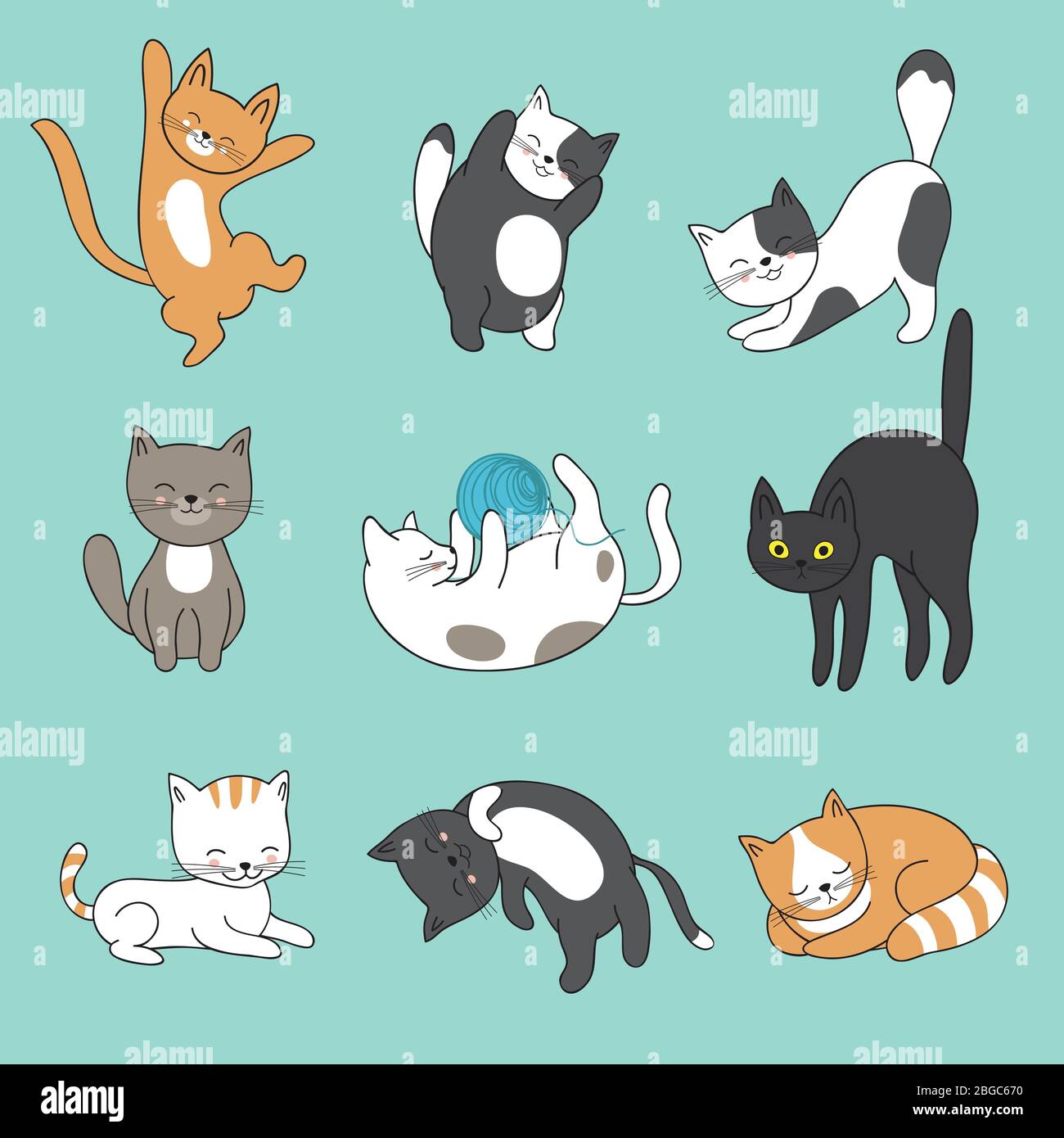 Pegatinas de gatos divertidos dibujos animados