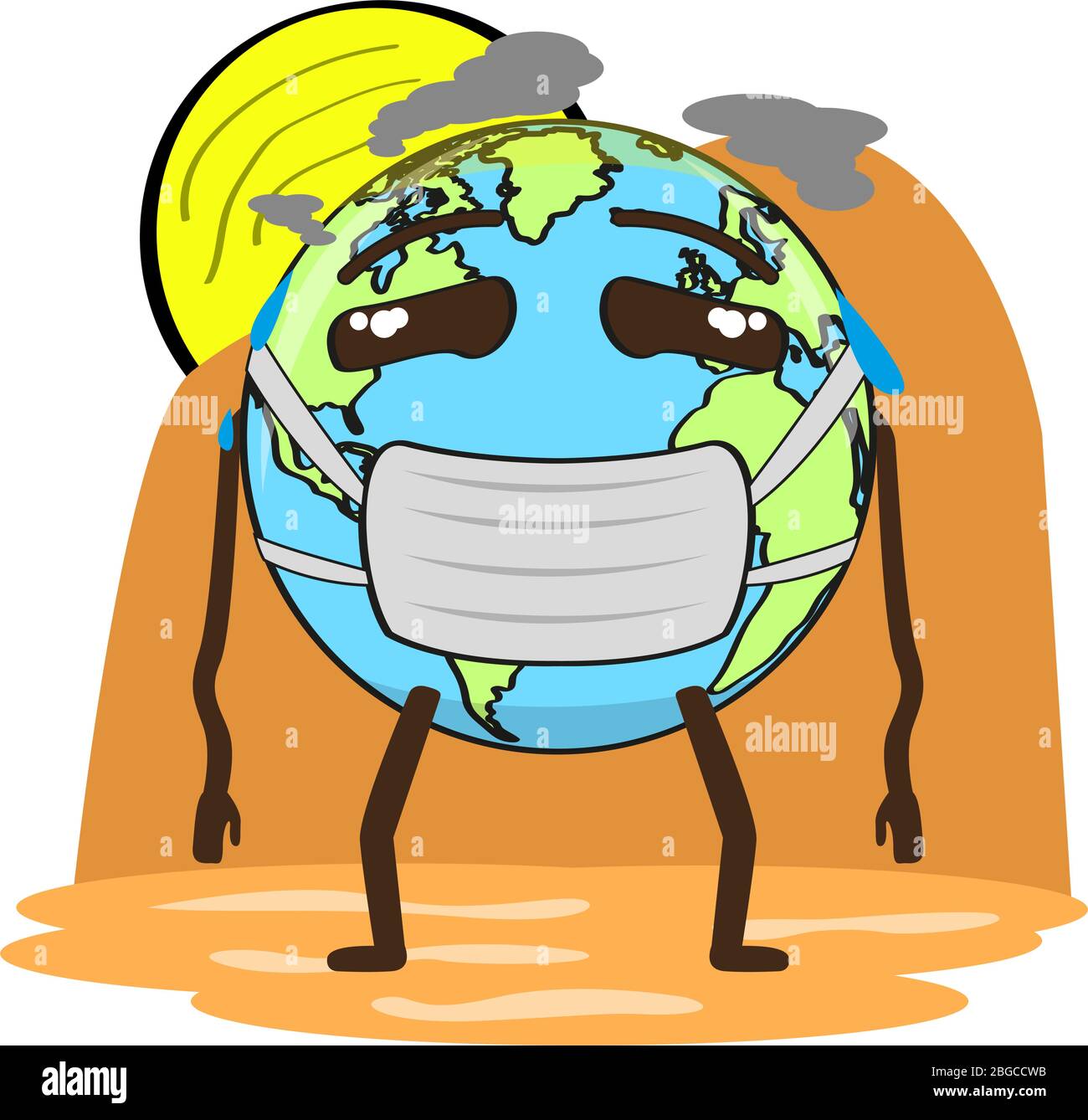 Dibujos animados de un planeta tierra enfermo Imagen Vector de stock - Alamy