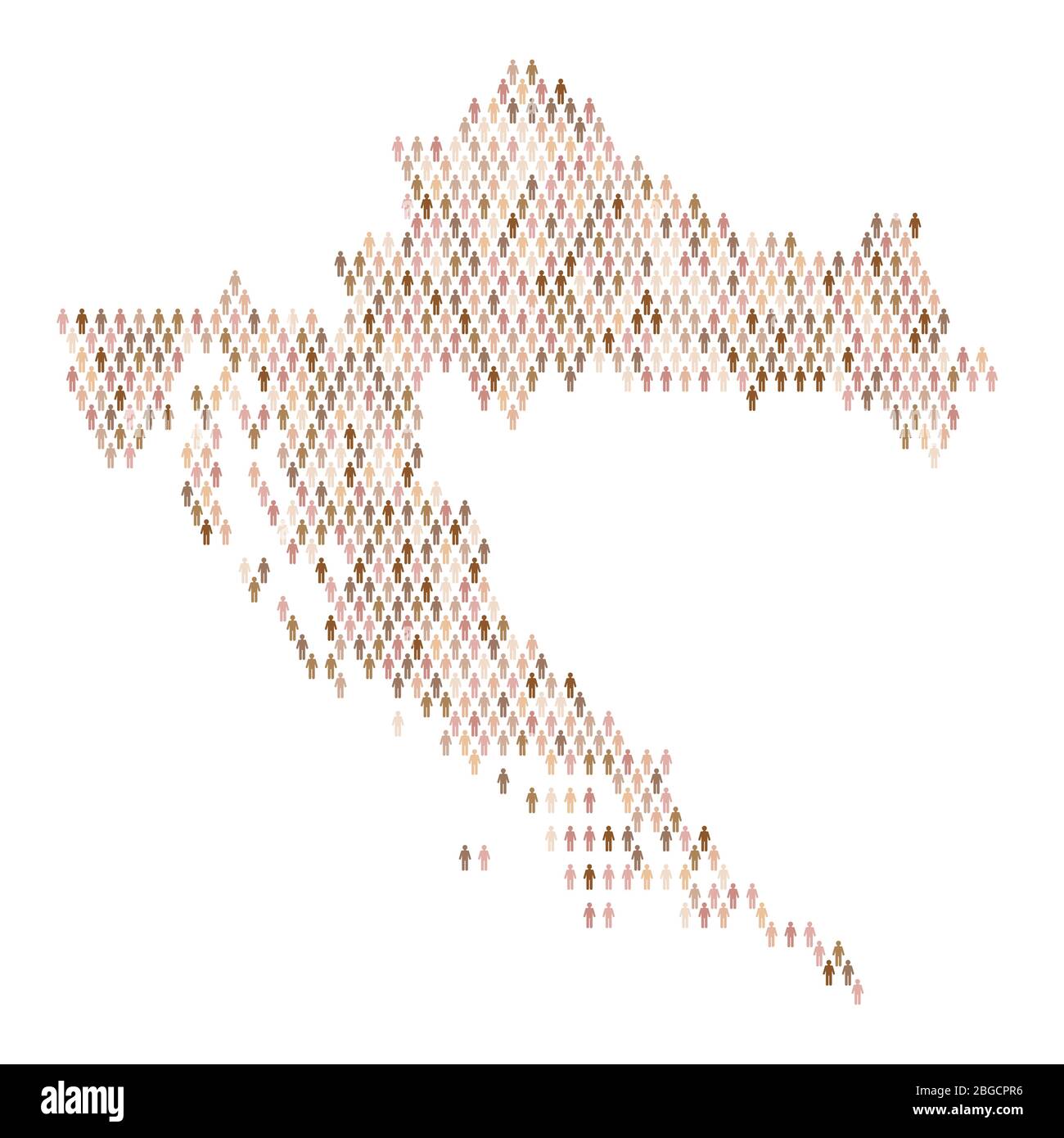 Infografía de la población de Croacia. Mapa hecho de personas de la figura del palo Imagen