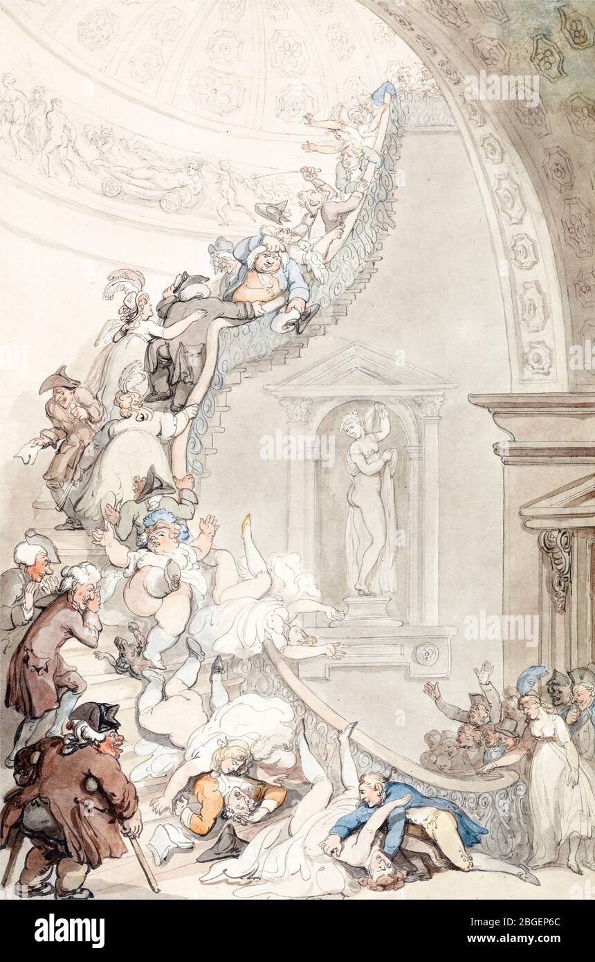 Thomas Rowlandson, exposición de caso 'tara', dibujo, alrededor de 1800 Foto de stock