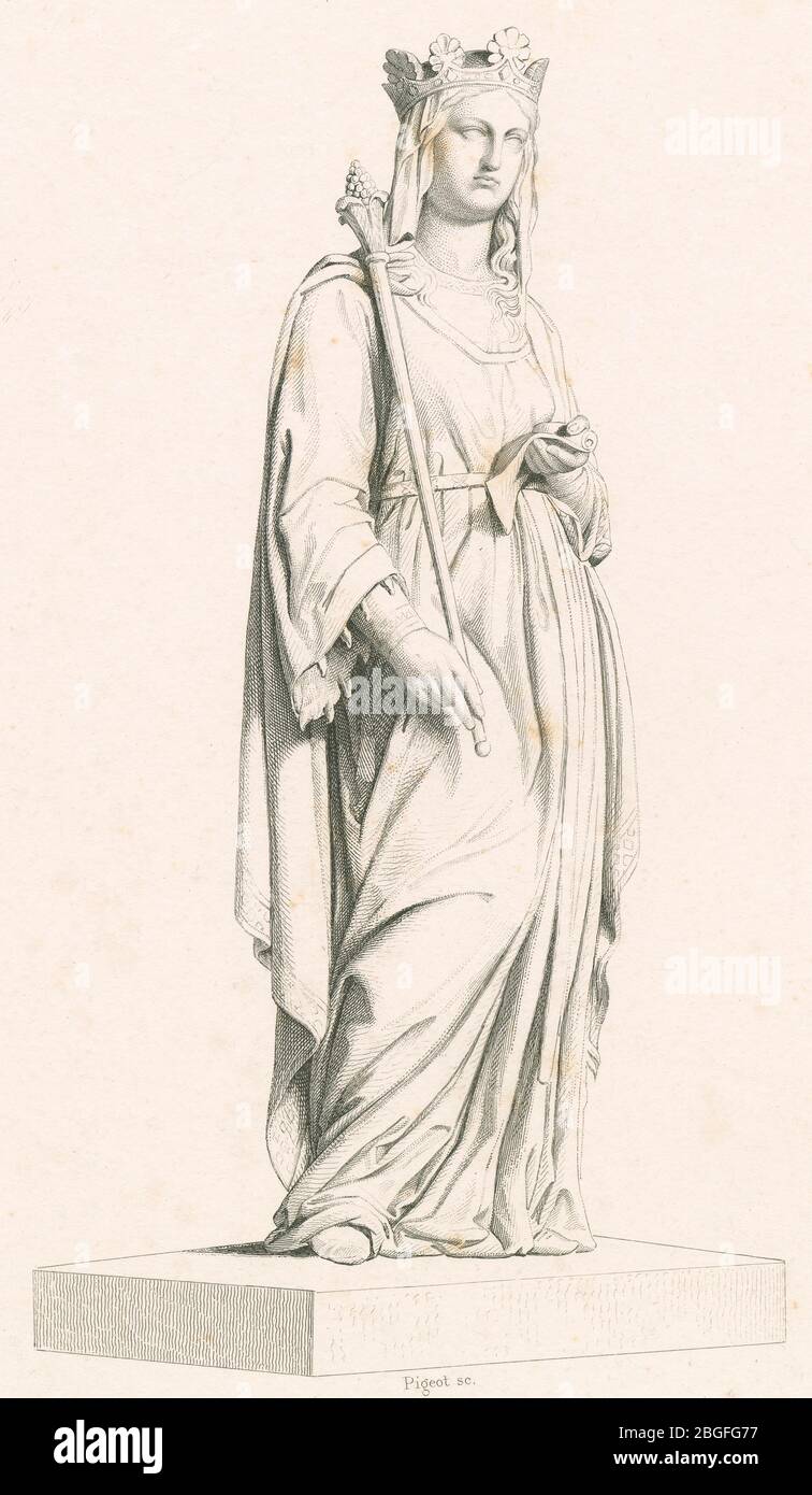 Grabado antiguo, Blanche de Castilla. Blanche de Castilla (1188-1252) fue Reina de Francia por matrimonio con Luis VIII FUENTE: GRABADO ORIGINAL Foto de stock