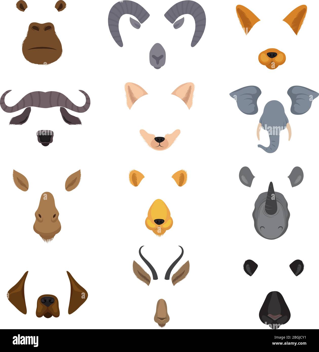 Video móvil chat caras de animales. Los animales de dibujos animados enmascaran el conjunto de vectores aislados. Máscara foto avatar carnero y mono, rinoceronte y elefante ilustración Imagen Vector de stock - Video móvil chat caras de animales. Los animales de dibujos animados enmascaran el conjunto de vectores aislados. Máscara foto avatar carnero y mono, rinoceronte y elefante ilustración Imagen Vector de stock -