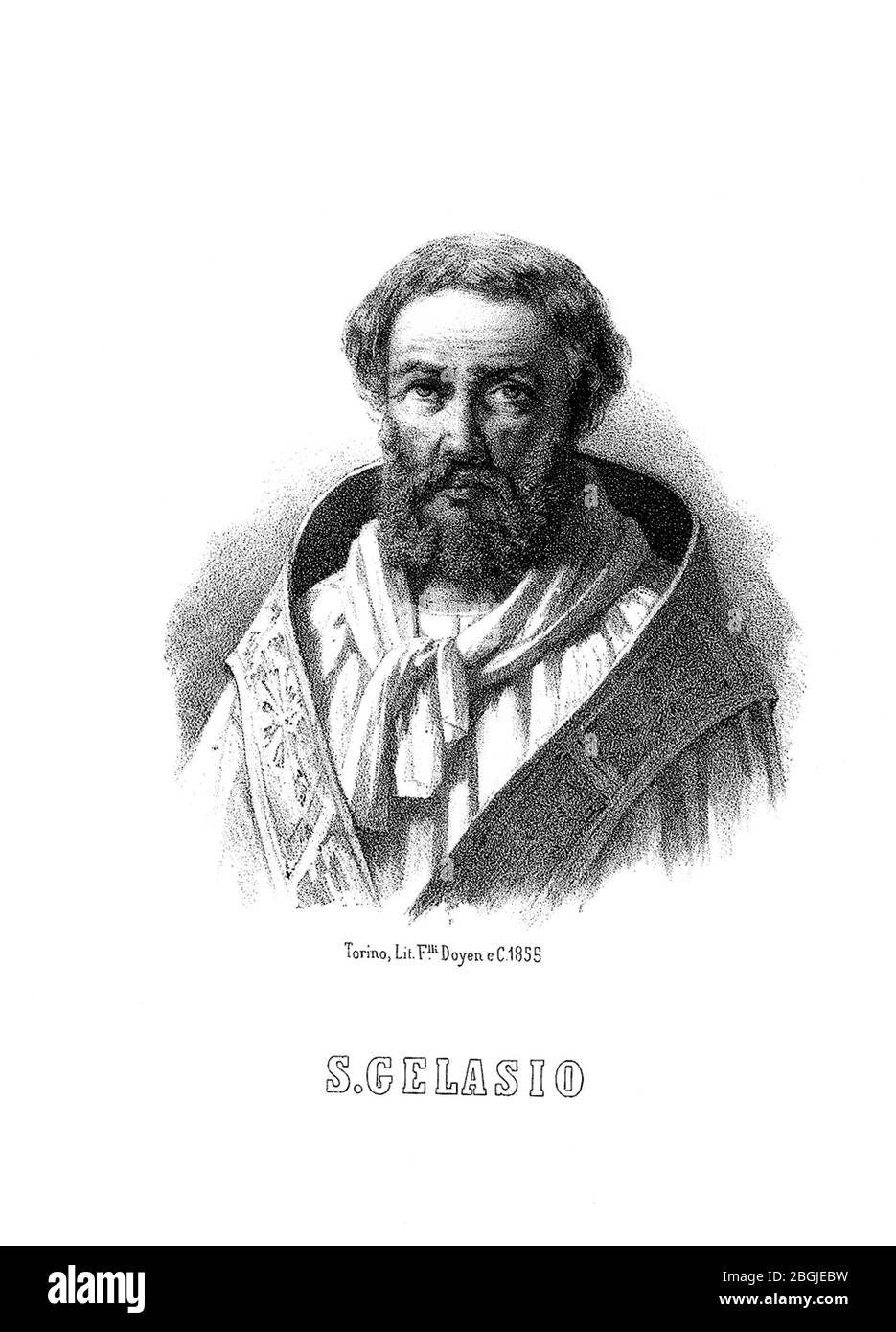 496 CA, ITALIA : el Santo Papa italiano GELASIO I ( muerto 496 A.C. ). Retrato grabado por Doyen , pubblado en 1855 . - SANTO PAPA GELASIO - SAN SANT St - RELIGIOSA CATTOLICA - RELIGIÓN CATÓLICA - VATICANO - Prelato - sacerdote - incisione - ritratto - grabado - barba - barba --- Archivio GBB Foto de stock