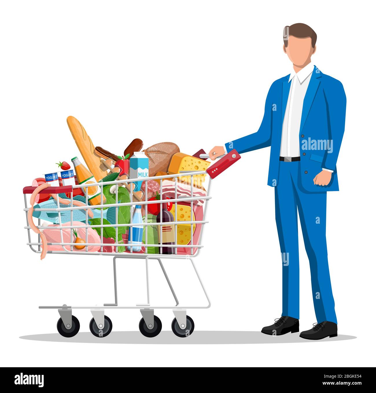Llena carrito de compras, carrito de supermercado lleno de comida, imagen  aislada sobre fondo blanco Fotografía de stock - Alamy
