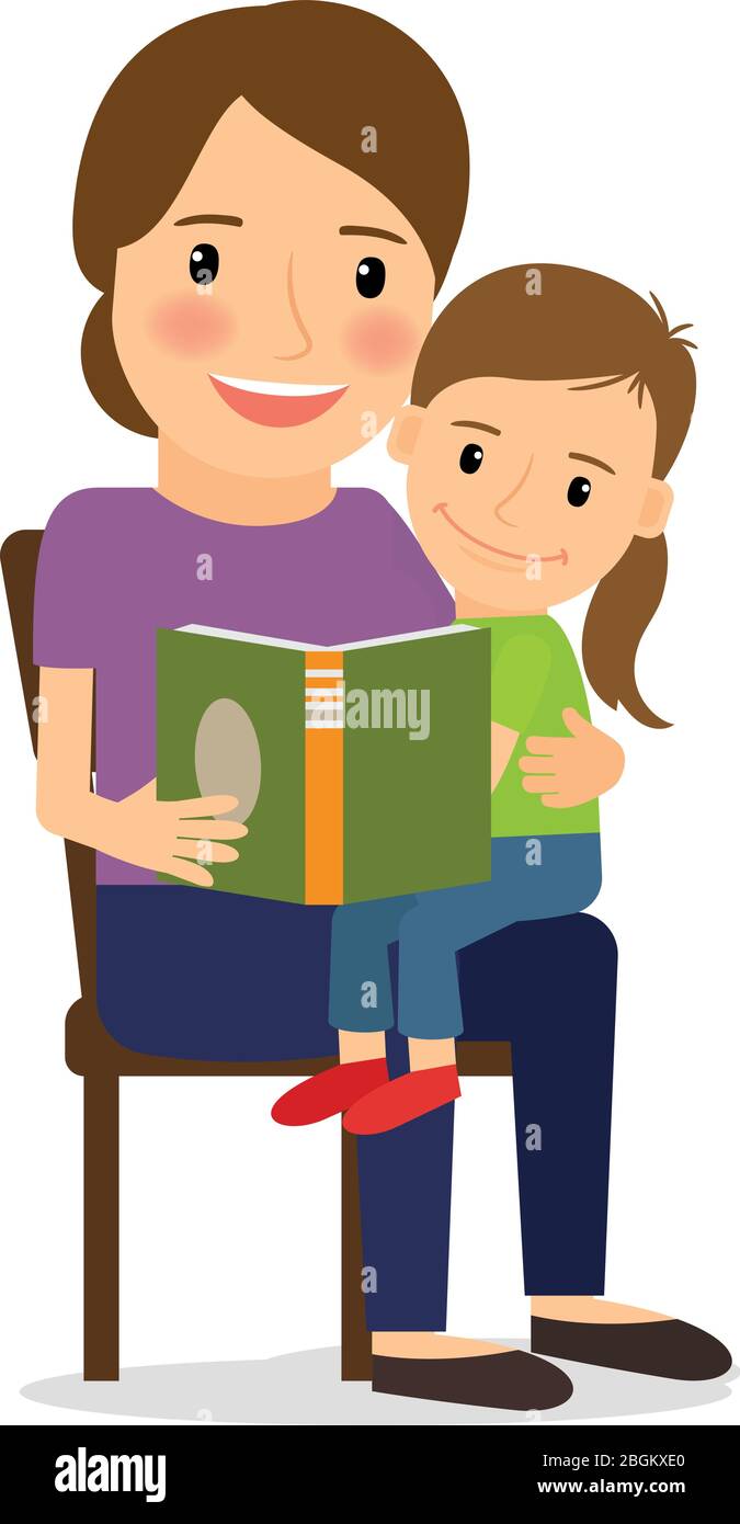 Madre Y Nino Leyendo Libro Tiempo Familiar Y Cuidado De Ninos Imagen Vector De Stock Alamy