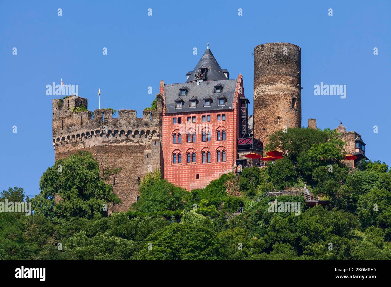 Schoenburg cerca de Oberwesel, Oberwesel, Alto Valle del Rin Medio, Renania-Palatinado, Alemania Foto de stock