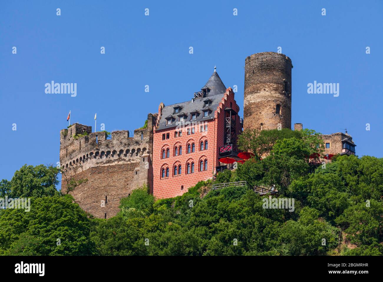 Schoenburg cerca de Oberwesel, Oberwesel, Alto Valle del Rin Medio, Renania-Palatinado, Alemania Foto de stock