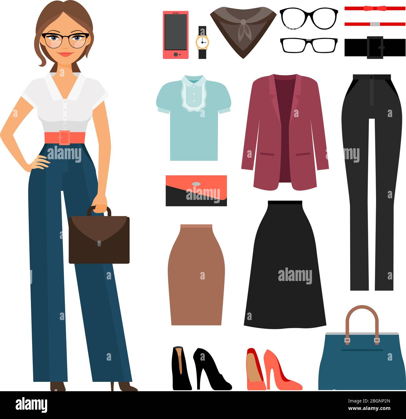 Ropa de mujer de negocios. Mujer en la oficina ropa ilustración vectorial  Imagen Vector de stock - Alamy