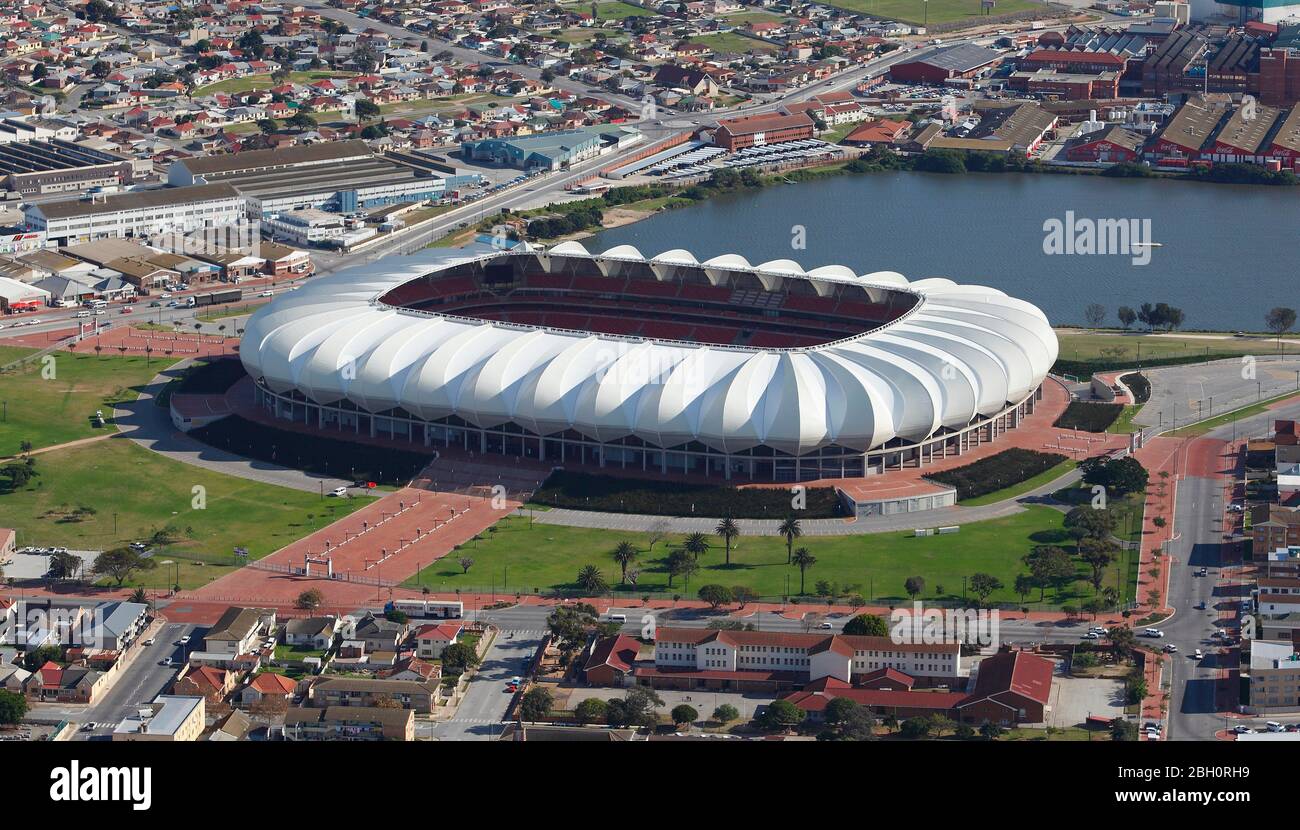 Foto aérea del estadio de la Copa del Mundo de Nelson Mandela Bay 2010 Foto de stock
