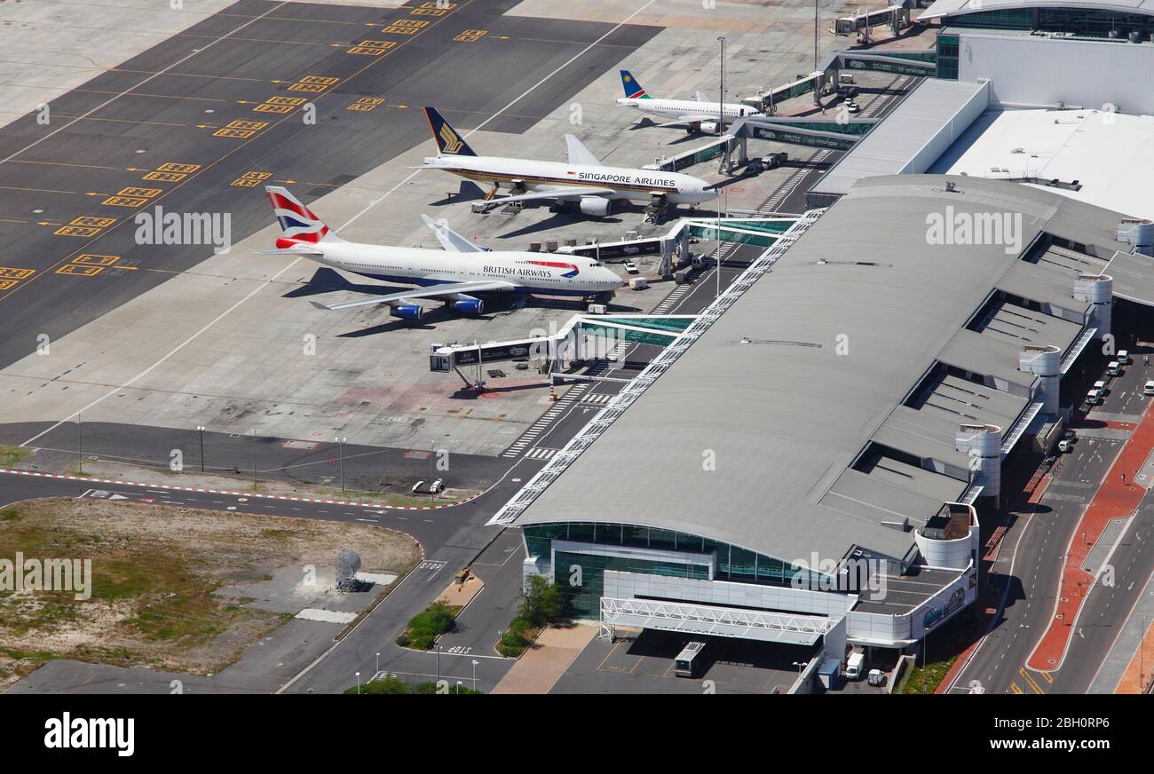 Foto aérea del Aeropuerto Internacional de Ciudad del Cabo Foto de stock