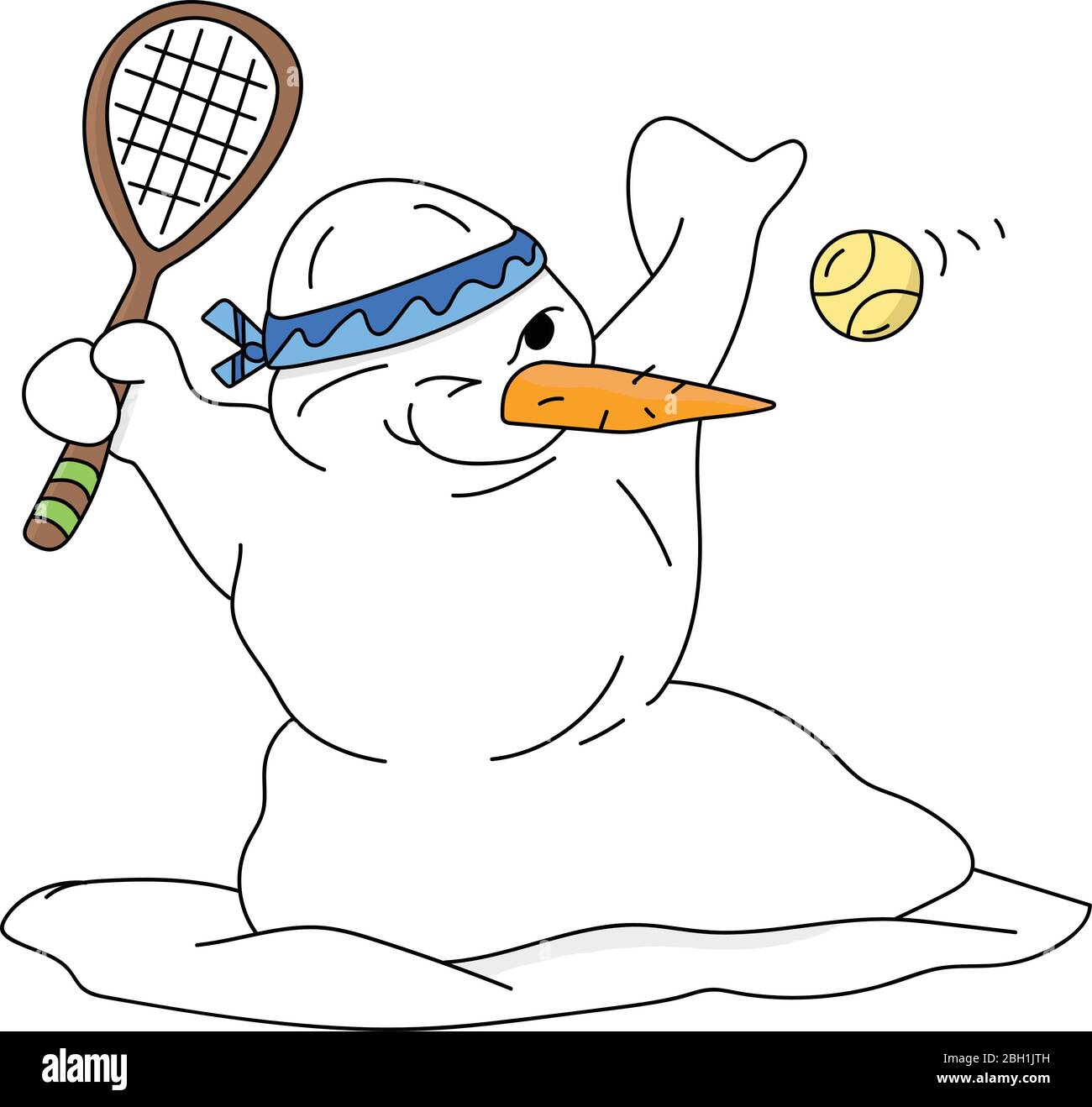 dibujo de dibujo de muñeco de nieve jugando ilustración vectorial de tenis Ilustración del Vector