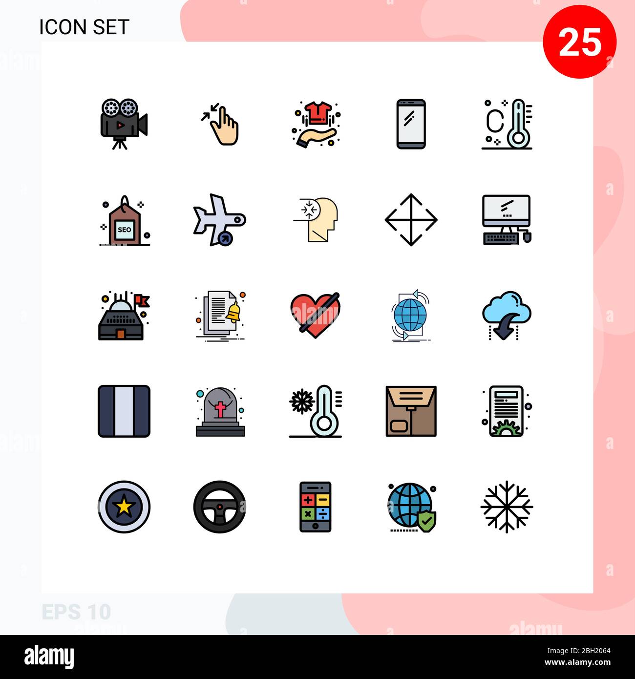 25 iconos creativos modernos signos y símbolos de Android, teléfono inteligente, toque, teléfono, ropa elementos editables de diseño vectorial Ilustración del Vector