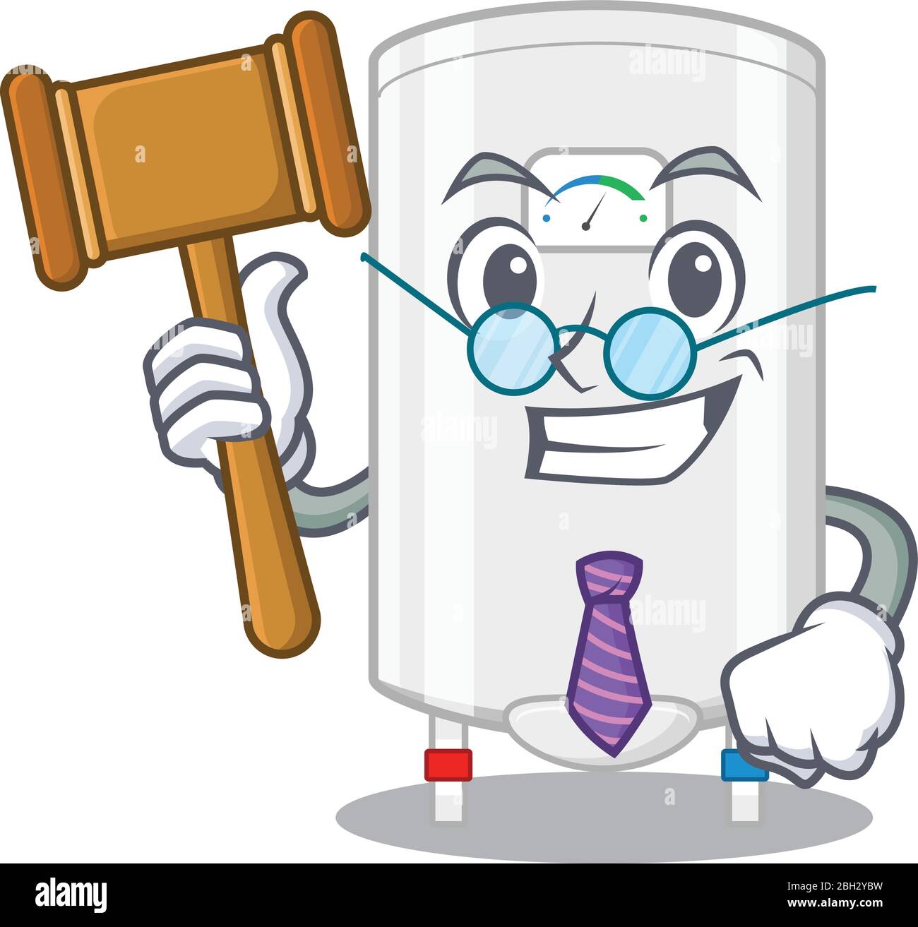 Un humilde juez de Gas calentador de agua dibujos animados de diseño de  personajes con gafas Imagen Vector de stock - Alamy
