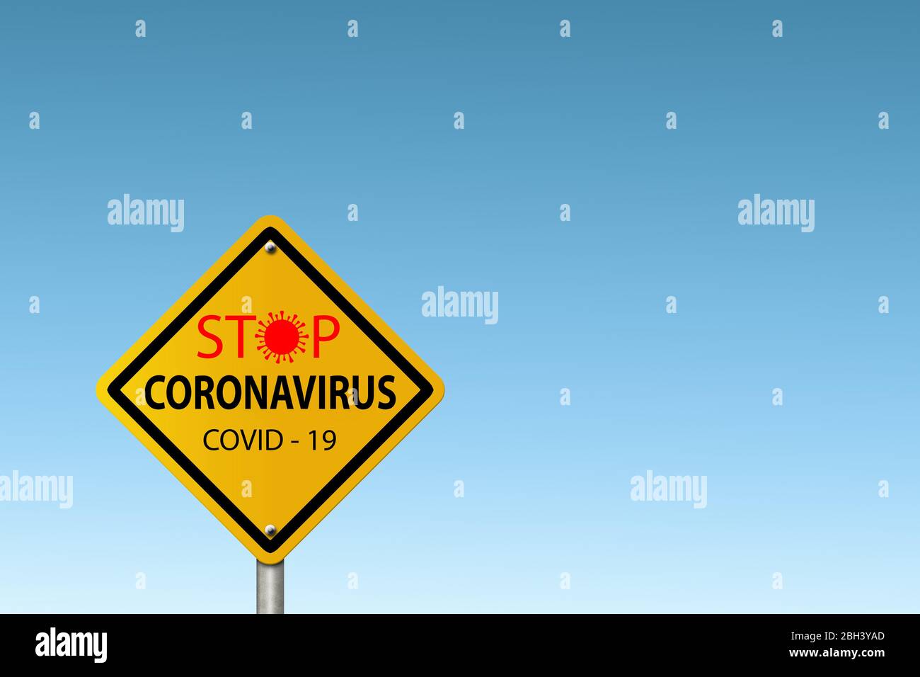 Covid-19, placa de señal de advertencia de Stop Coronavirus Foto de stock