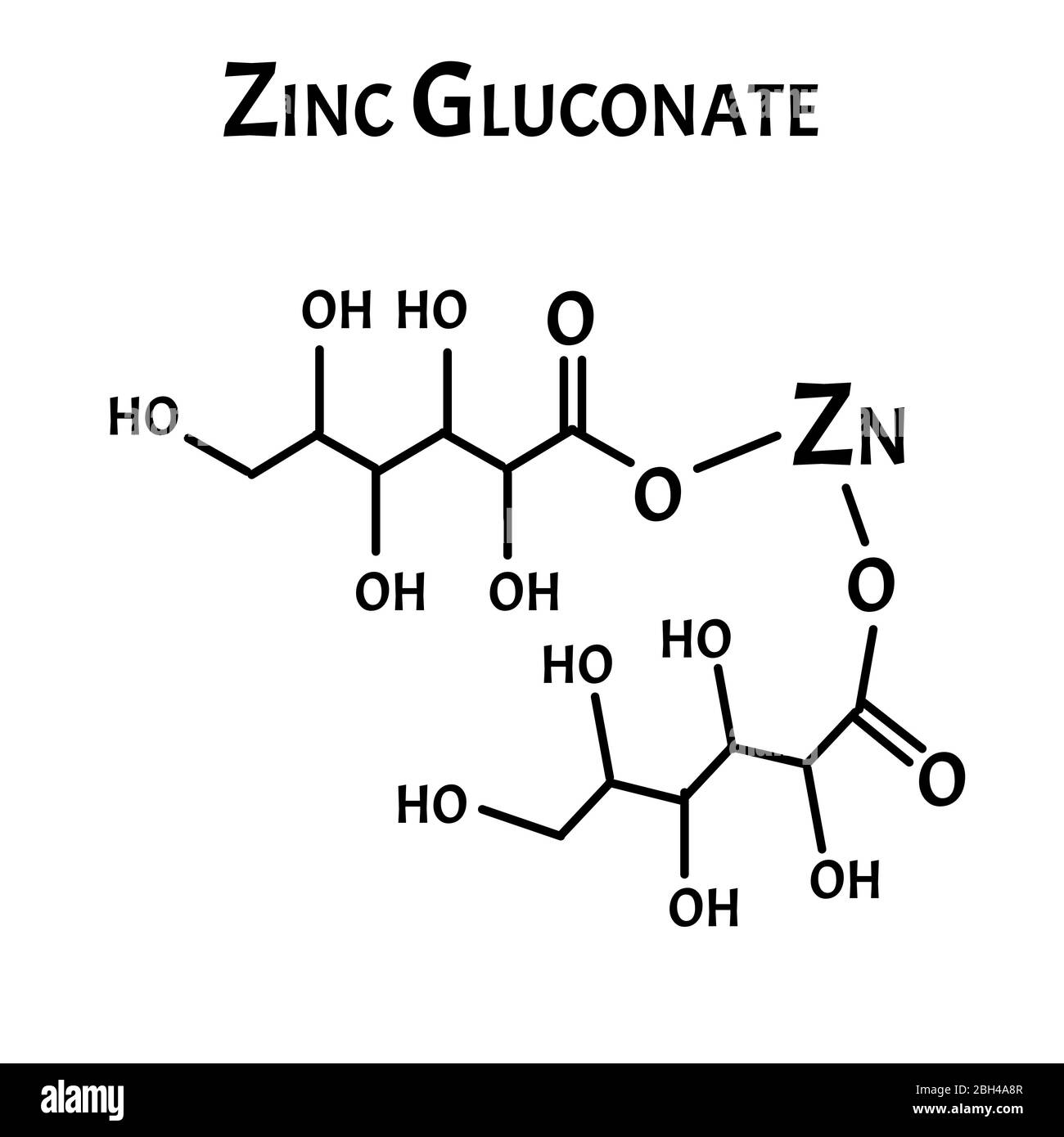 El gluconato de zinc es una fórmula química molecular. Infografías