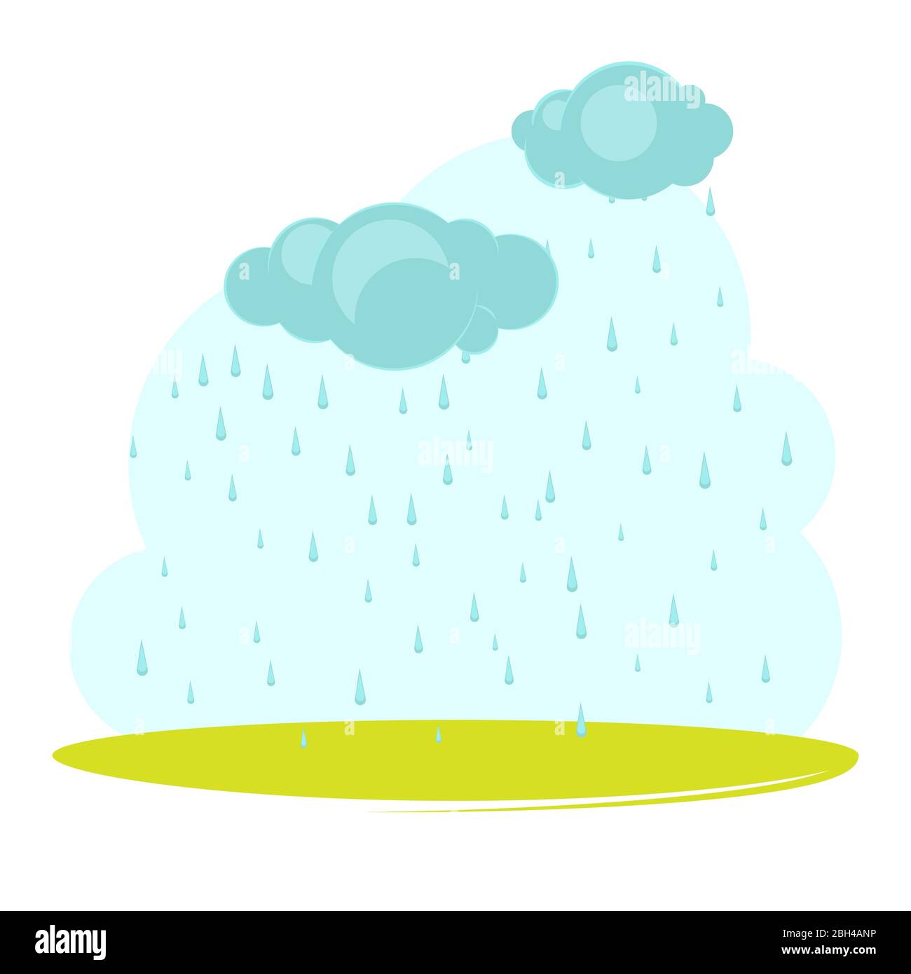 Paisaje fantástico con nubes y lluvia. Día de verano en el campo. Día  lluvioso. Lindo estilo de dibujos animados. Ilustración vectorial para un  diseño atractivo Imagen Vector de stock - Alamy