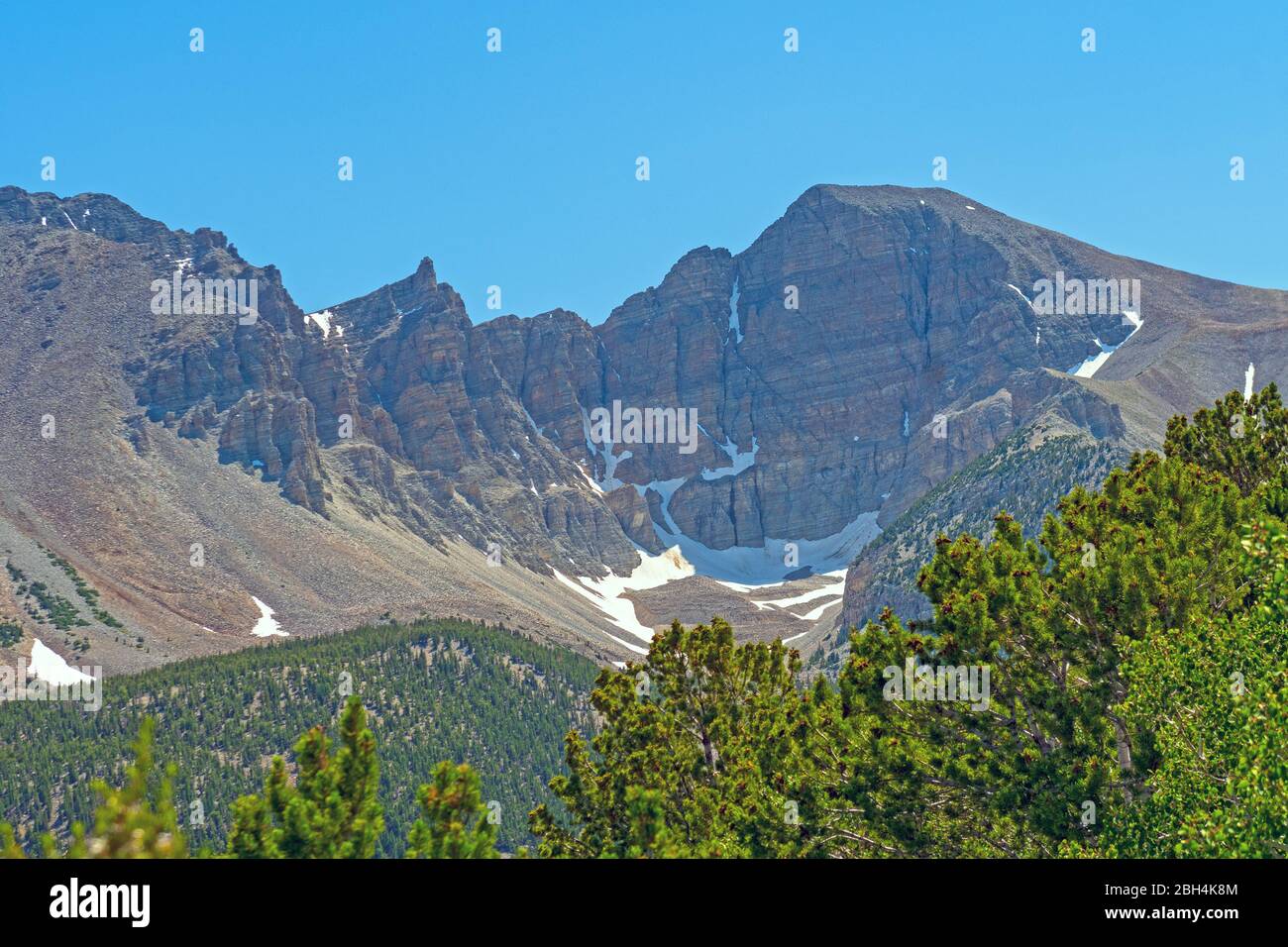 Wheeler Peak en el sol de verano en el Parque Nacional Great Basin en Nevada Foto de stock