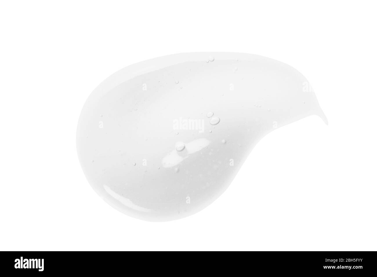 Gel cosmético, textura sérica. Blanco crema líquida muestra manchas aisladas sobre blanco. Limpiador facial, gel de ducha, gota de jabón líquido. Foto de stock