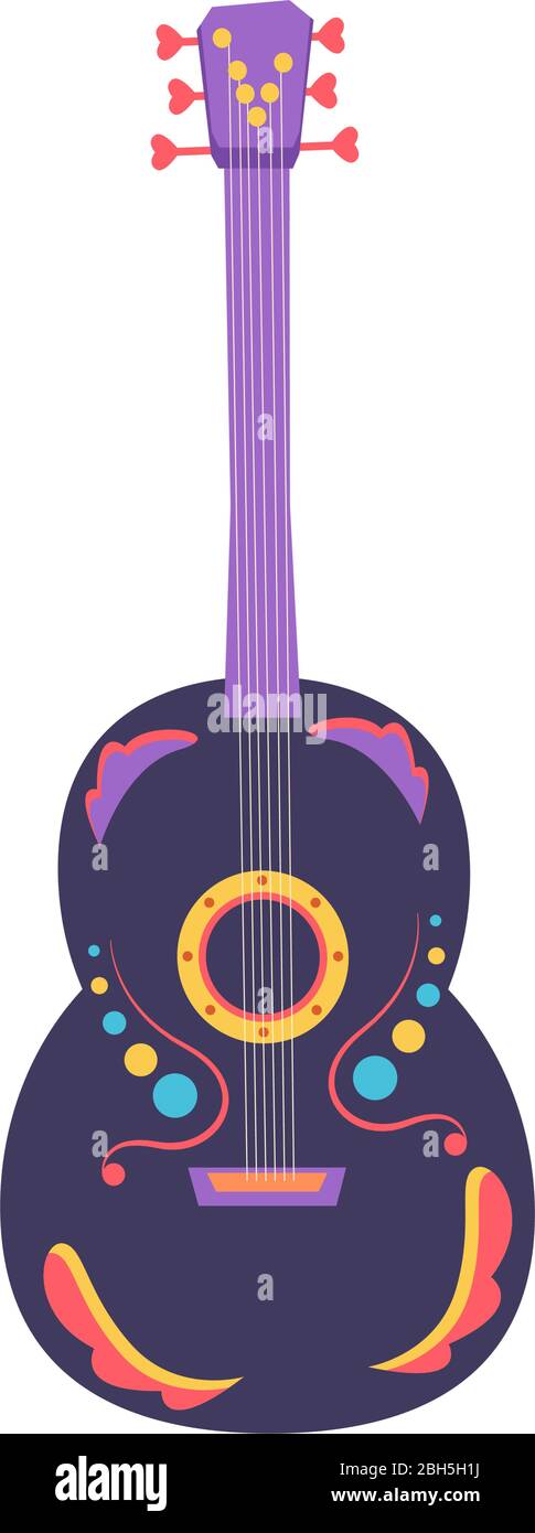 Guitarra aislada decorada Imagen Vector de stock - Alamy