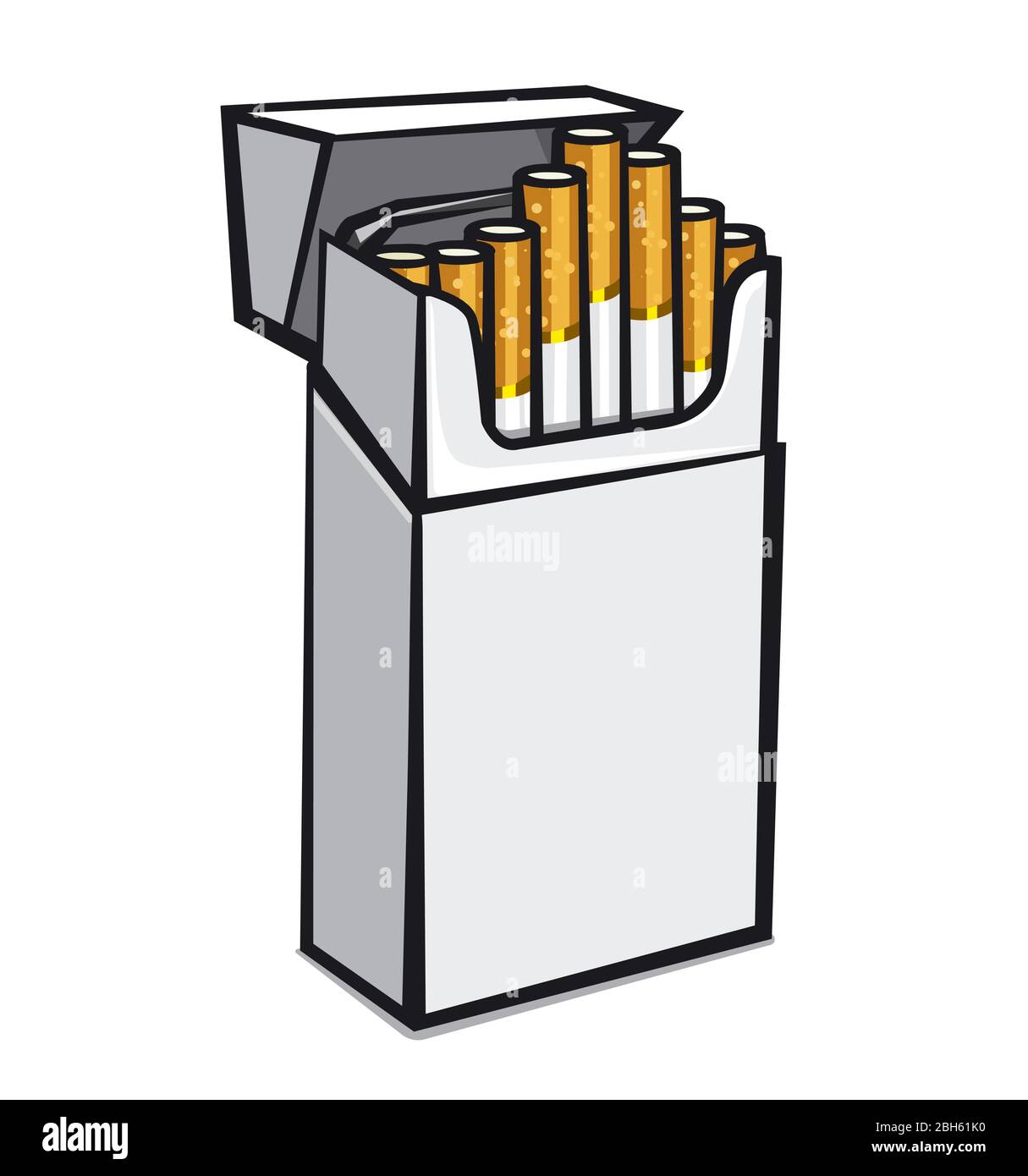 ilustración del embalaje de cigarrillos abiertos sobre el fondo blanco