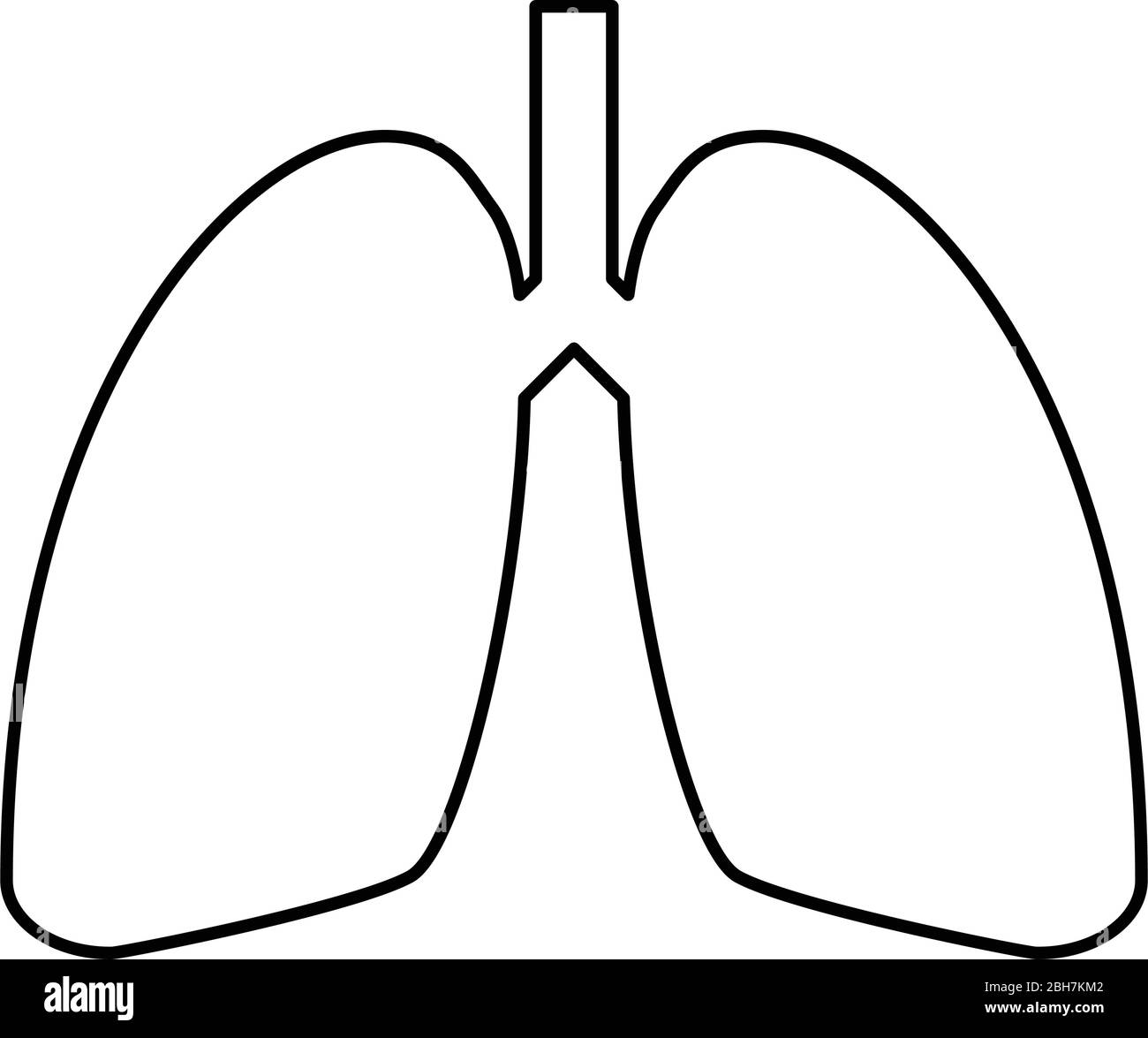 Pulmones icono humano contorno negro vector ilustración estilo plano