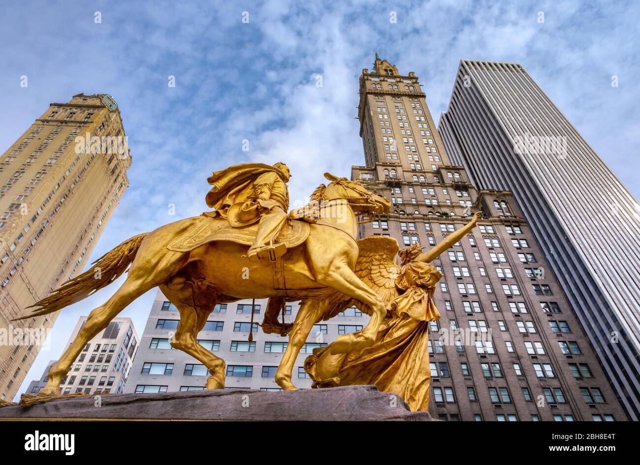 Estados Unidos, Manhattan, Ciudad de Nueva York, William Tecumseh monumento en la Grand Army Plaza, 5ª. Avenue Foto de stock