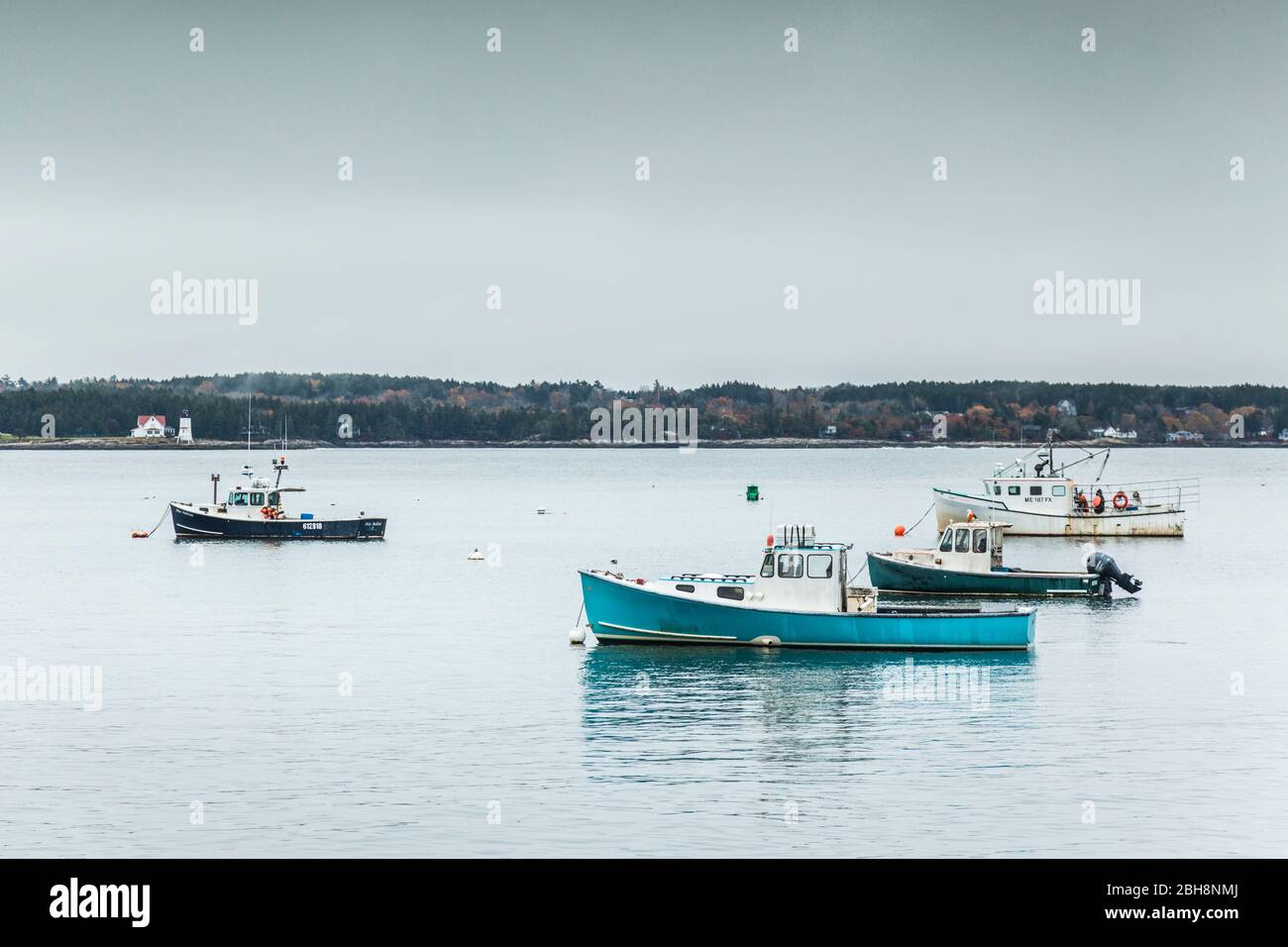 Estados Unidos, Maine, cinco islas, barcos de pesca Foto de stock