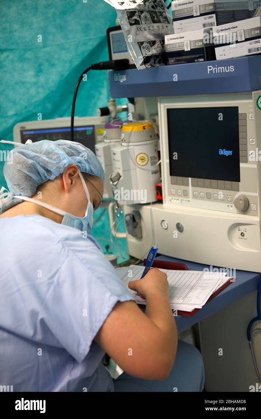 OP, anestesiólogo, hospital, República Checa Foto de stock