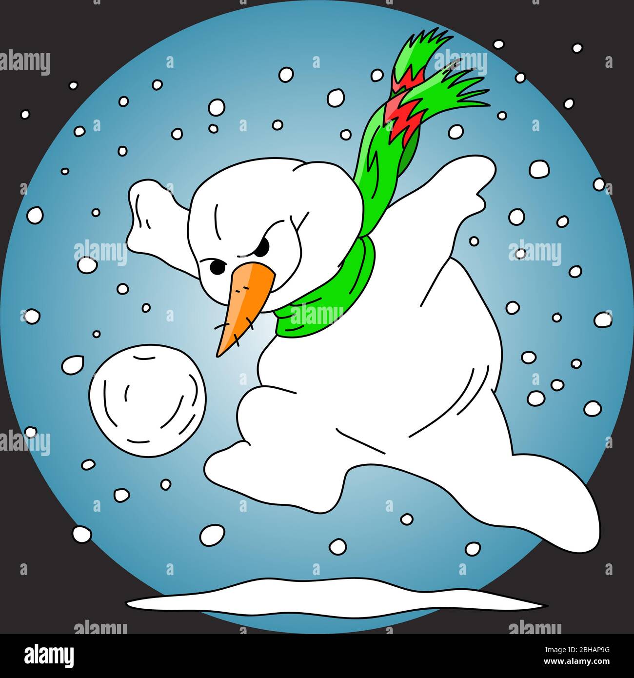 Dibujo animado muñeco de nieve jugando ilustración vectorial de fútbol Ilustración del Vector
