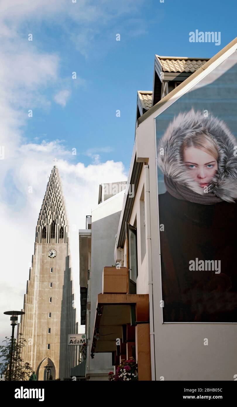 Hallgrímskirkja; Stadt; Isla; Reykjavik; Hauptstadt Foto de stock