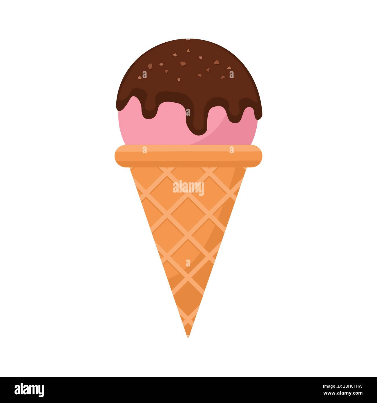 Cono helado en un brillante estilo de dibujos animados sobre un fondo  blanco. Ilustración vectorial Fotografía de stock - Alamy