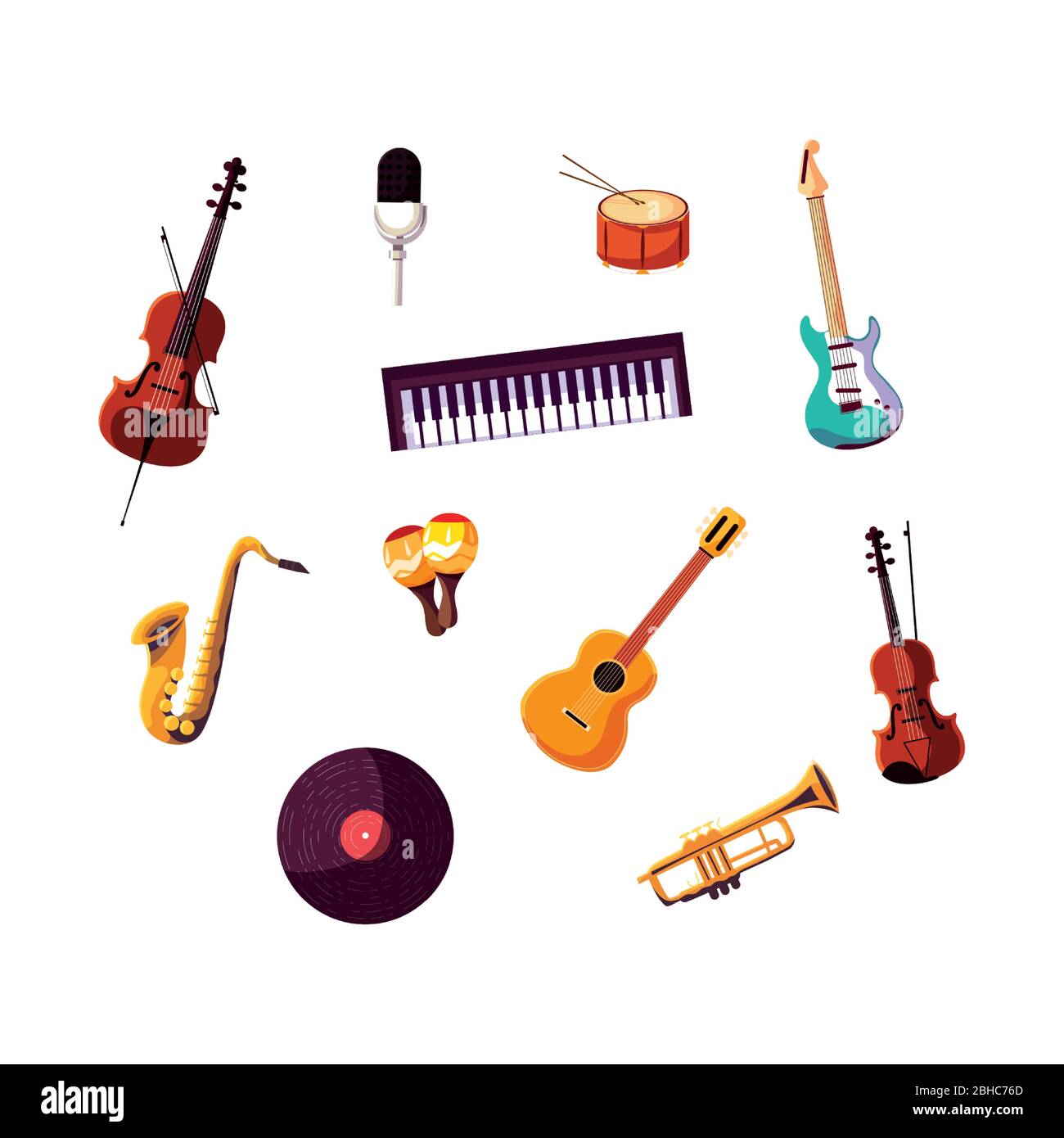 conjunto de instrumentos musicales, festival de música vector ilustración  diseño Imagen Vector de stock - Alamy