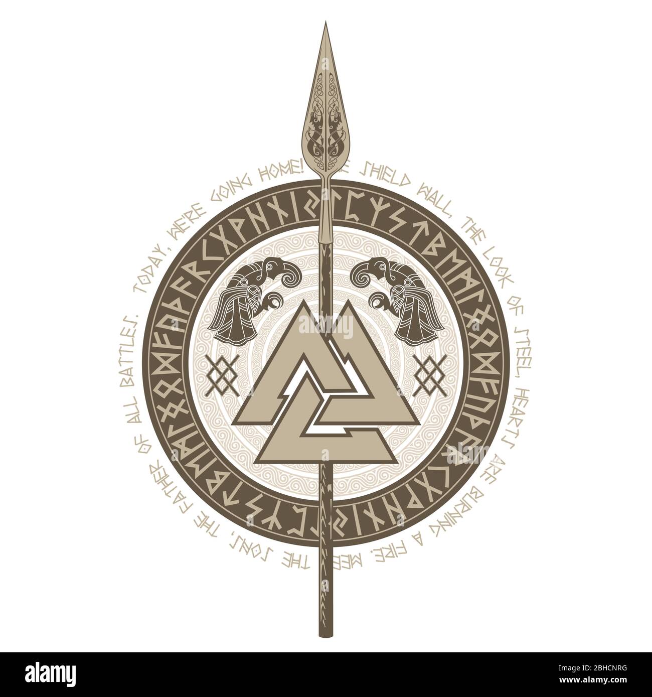 La lanza del Dios Odin Gungnir. Dos cuervos y patrón escandinavo Imagen Vector de stock Alamy La lanza del Dios Odin Gungnir. Dos cuervos y patrón escandinavo Imagen Vector de stock Alamy