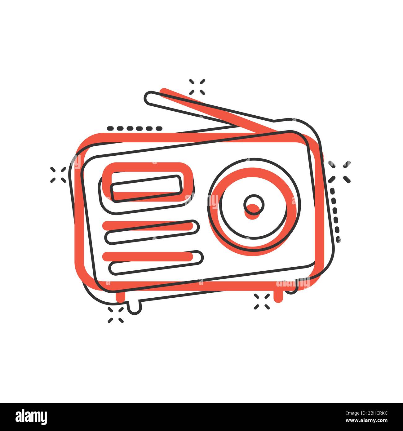 Icono de radio en estilo cómic. Ilustración vectorial de dibujos ...