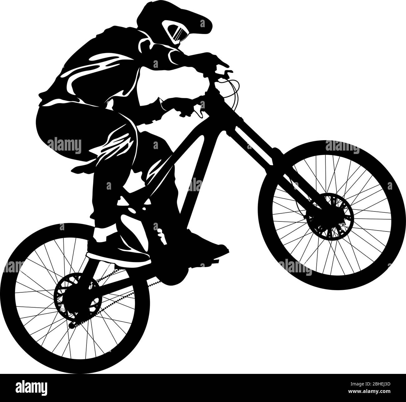 Silueta de un ciclista que monta una bicicleta de montaña Imagen Vector de  stock - Alamy