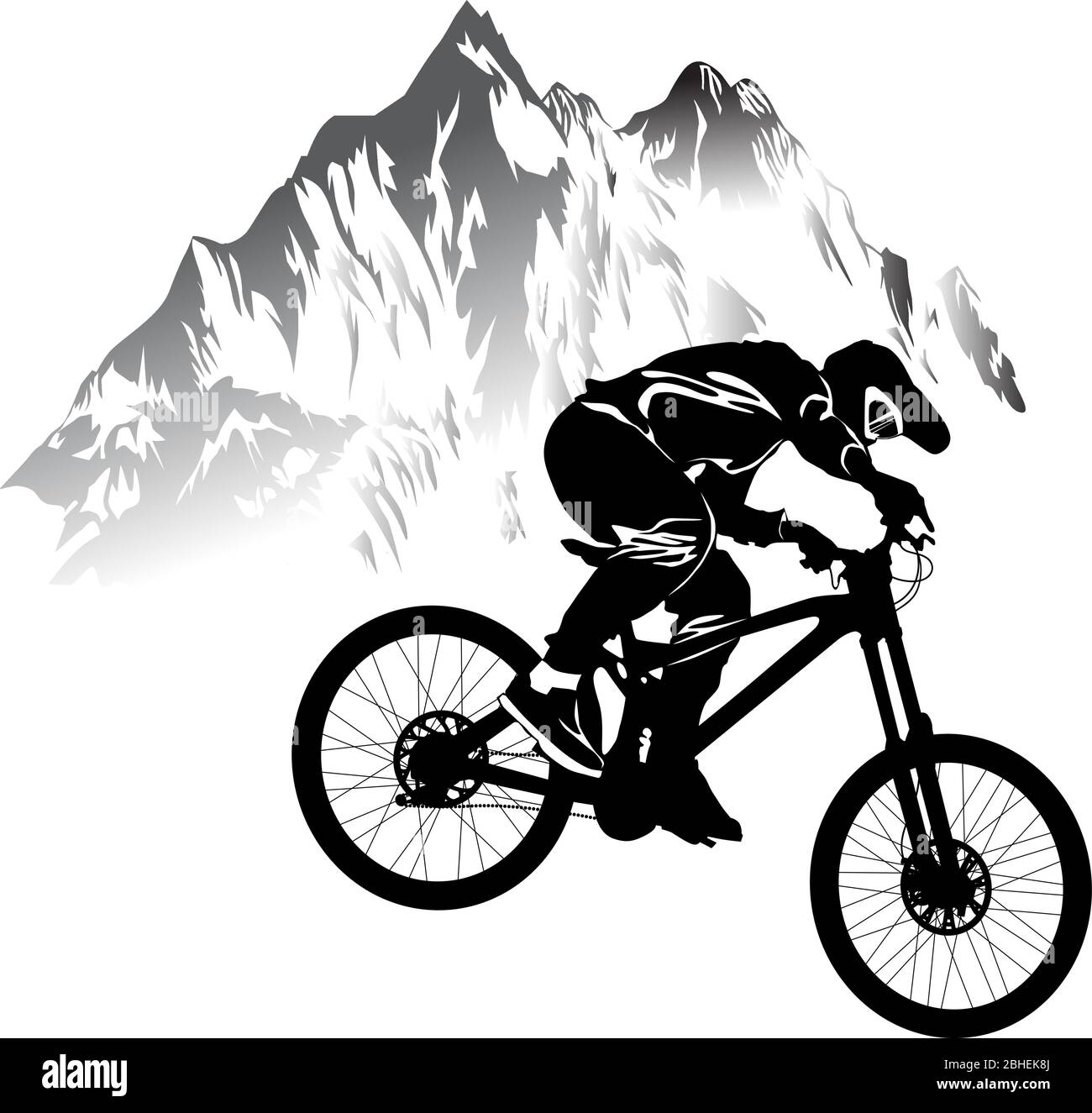 Silueta de un ciclista que monta una bicicleta de montaña Imagen Vector de  stock - Alamy